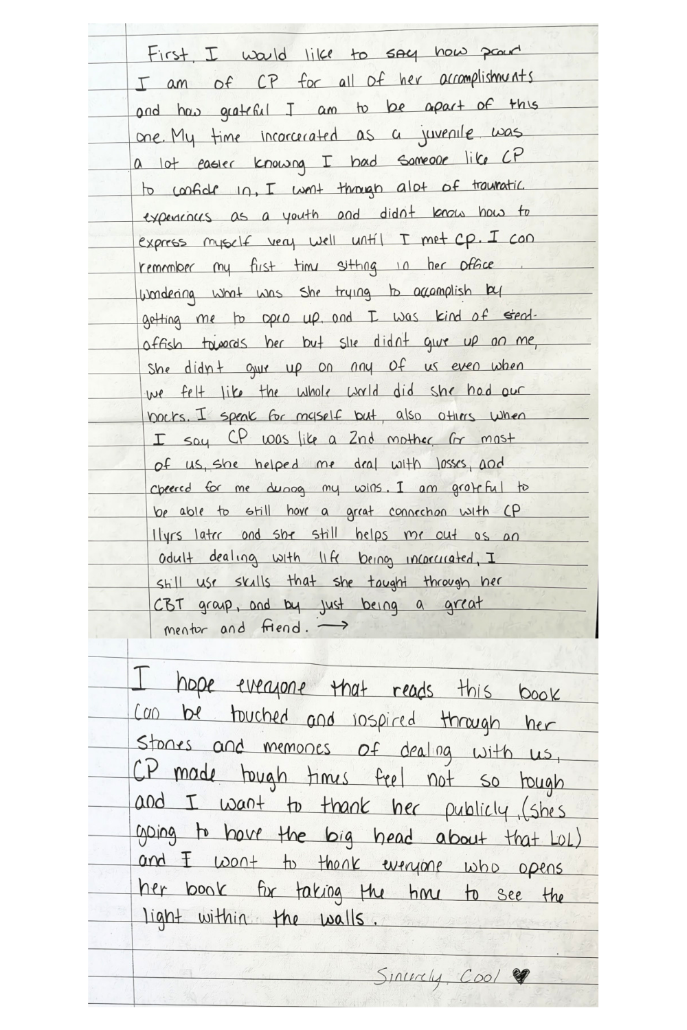 Handwritten letter from Cool to C.P. Handler